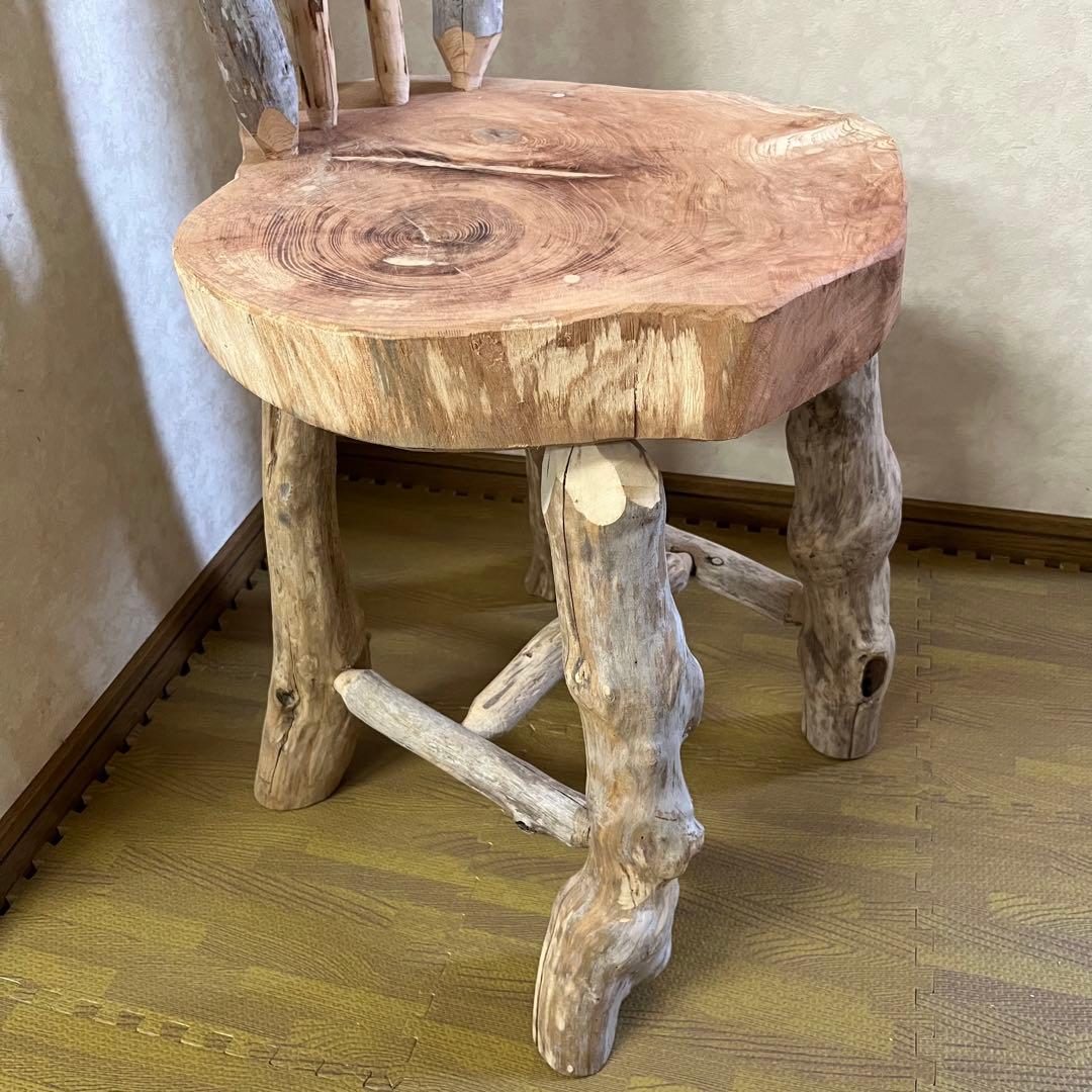 流木の椅子花台スツール流木インテリアディスプレイ台丸太輪切り切り株