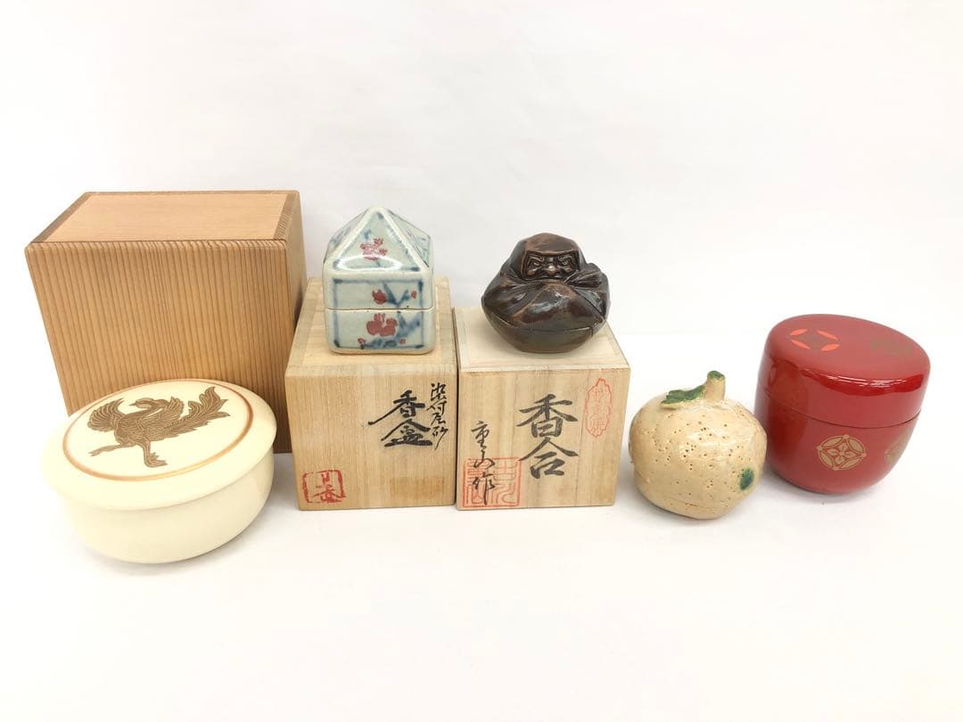茶道具　香合4点・棗1点　計5点セット　まとめ売り《こ157》 #江戸小もーん