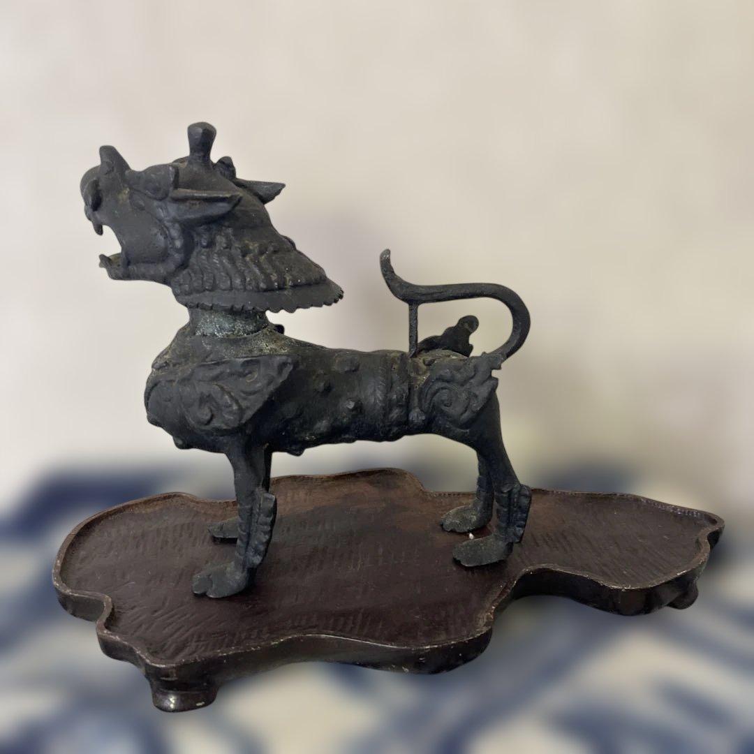 銅器　獅子　置物