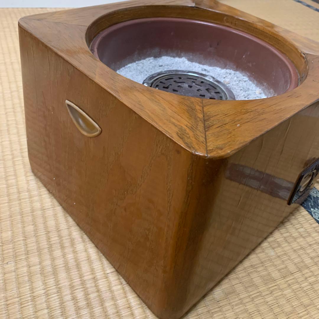日立　電気火鉢　木製　火鉢　レトロ　昭和レトロ　木製火鉢　アンティーク