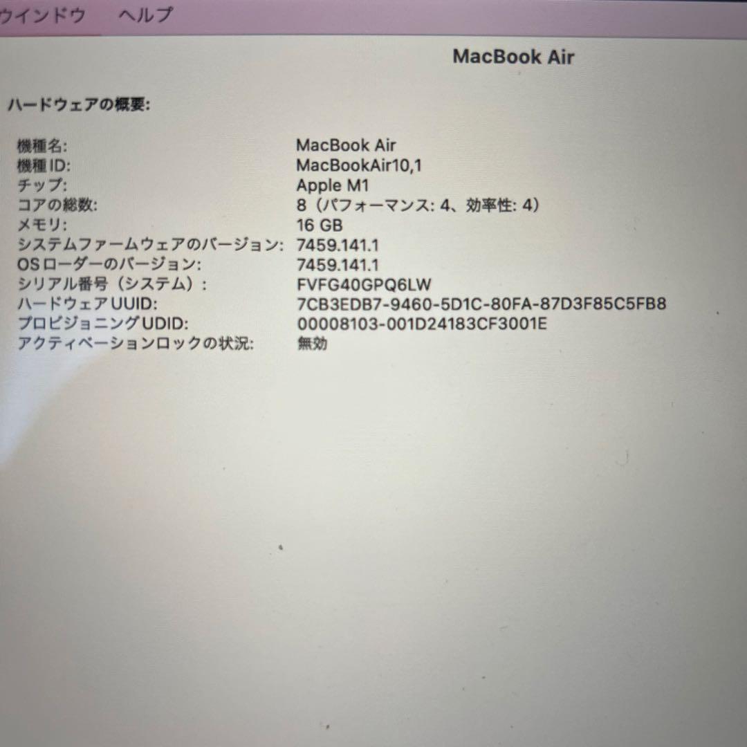 【超メル】16GB 2TB MacBook Air M1 2020 充放電40回
