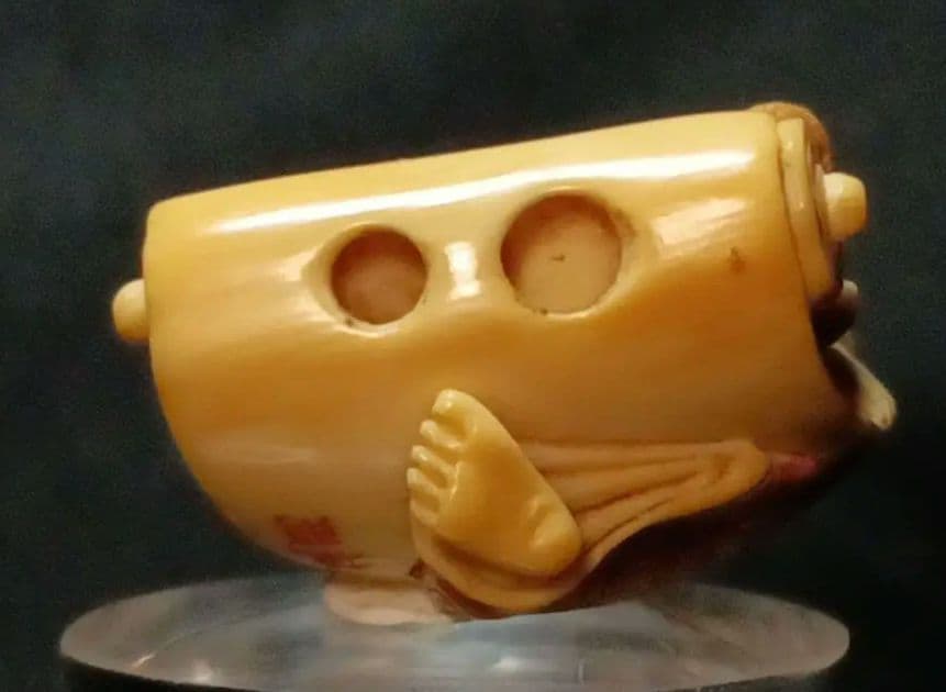 蕉雨 在銘 根付「日本画掛軸から飛び出す 鬼と釣り鐘の図 期間限定値下