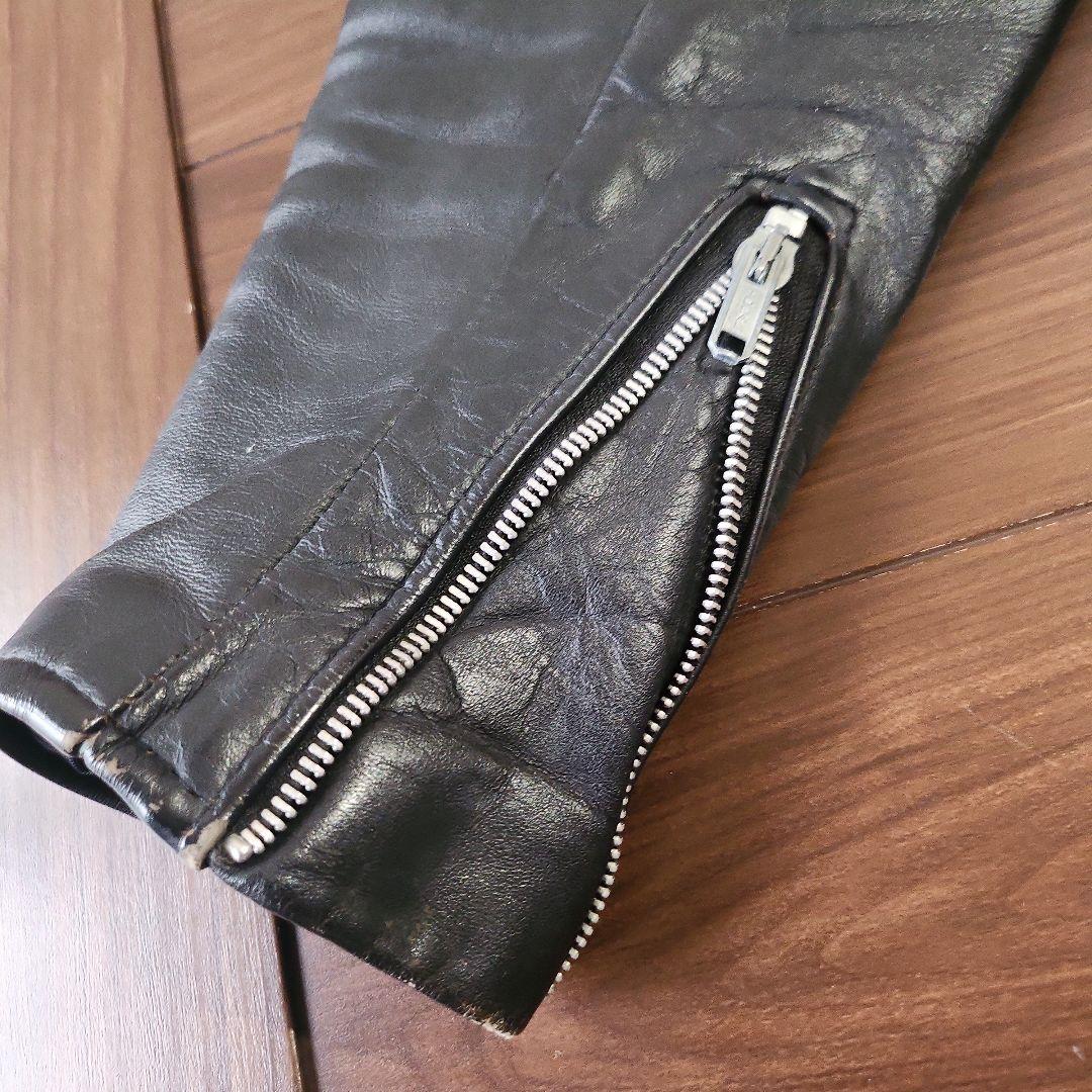 黒 レザー シングルライダースジャケット 38