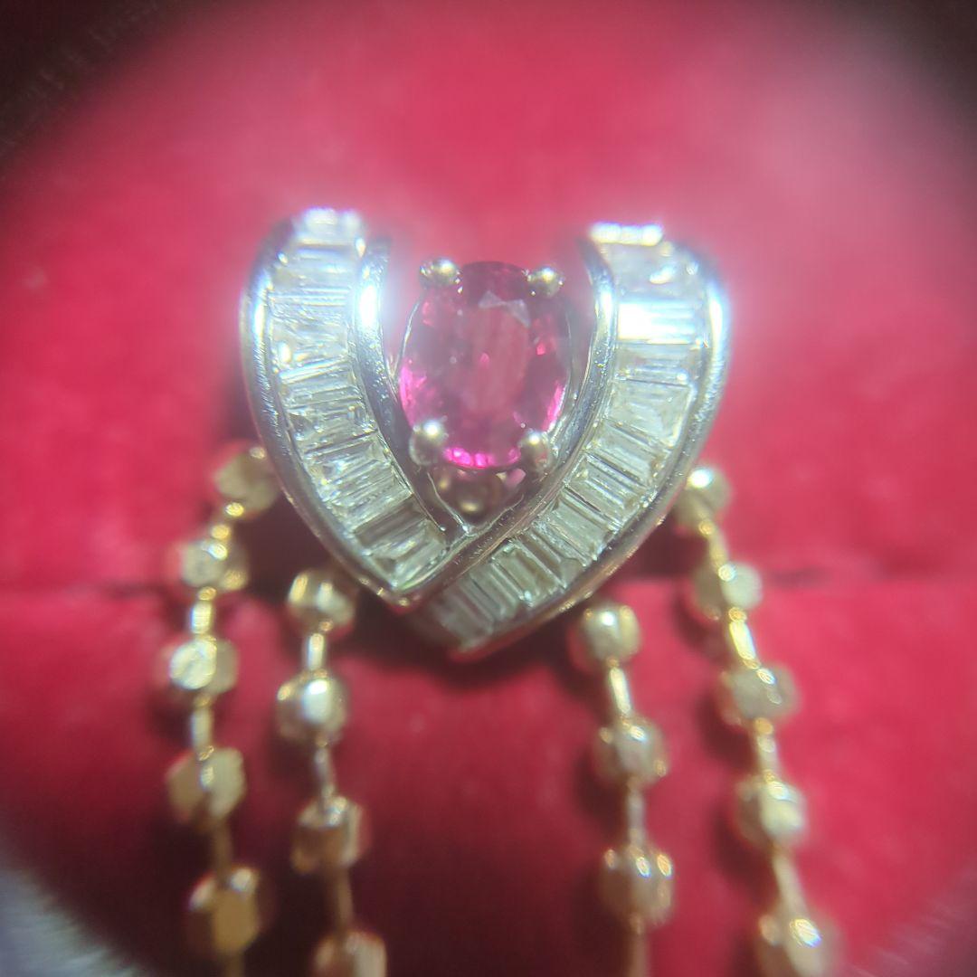 K18 wgルビー（0.41）ダイヤモンド（0.20）ボールカットチェーンリング