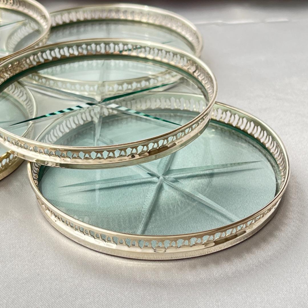 【純銀/ガラス】ワイングラスコースター 6枚 スターリングシルバー