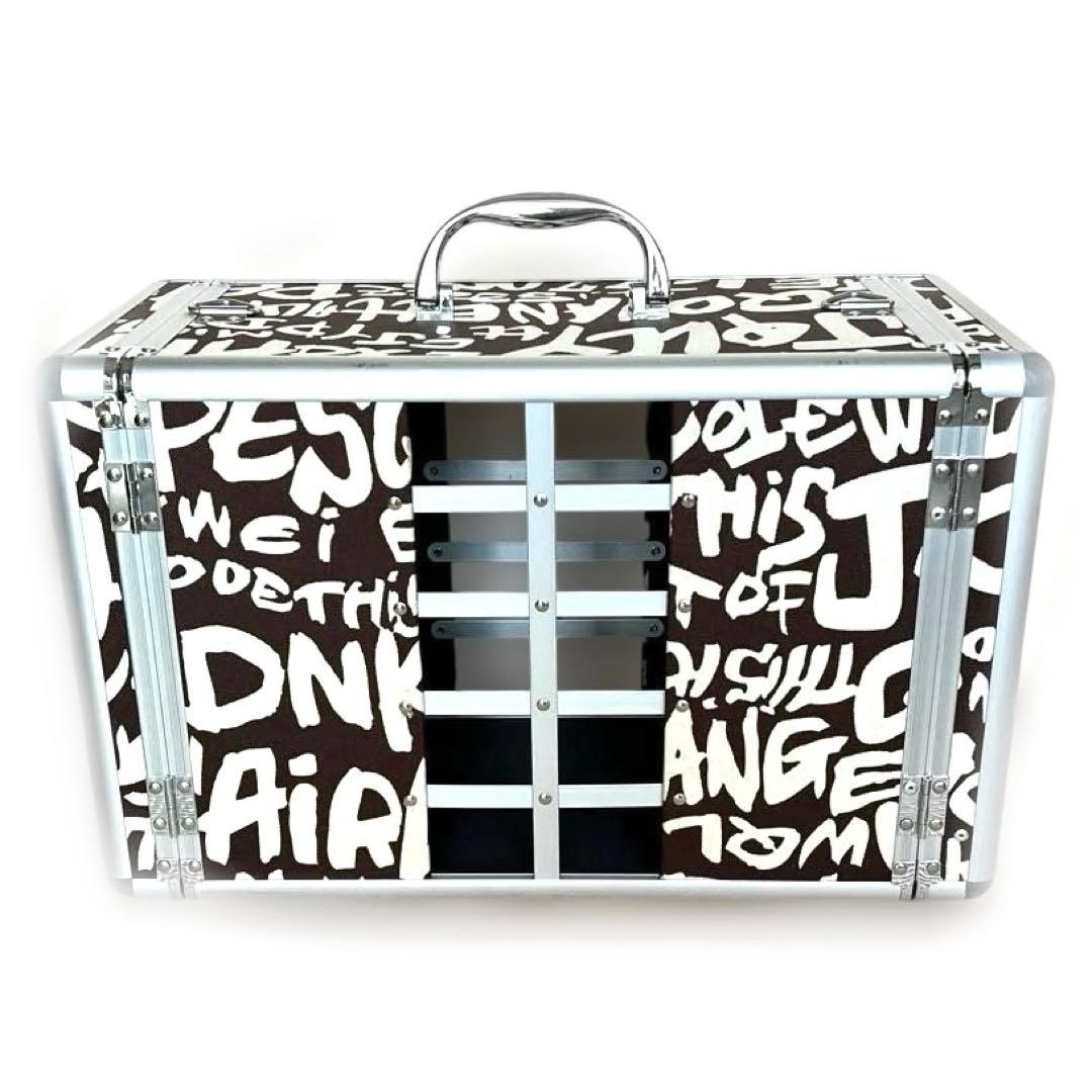 ペットハードキャリーバッグブラウン系小物入れ付き