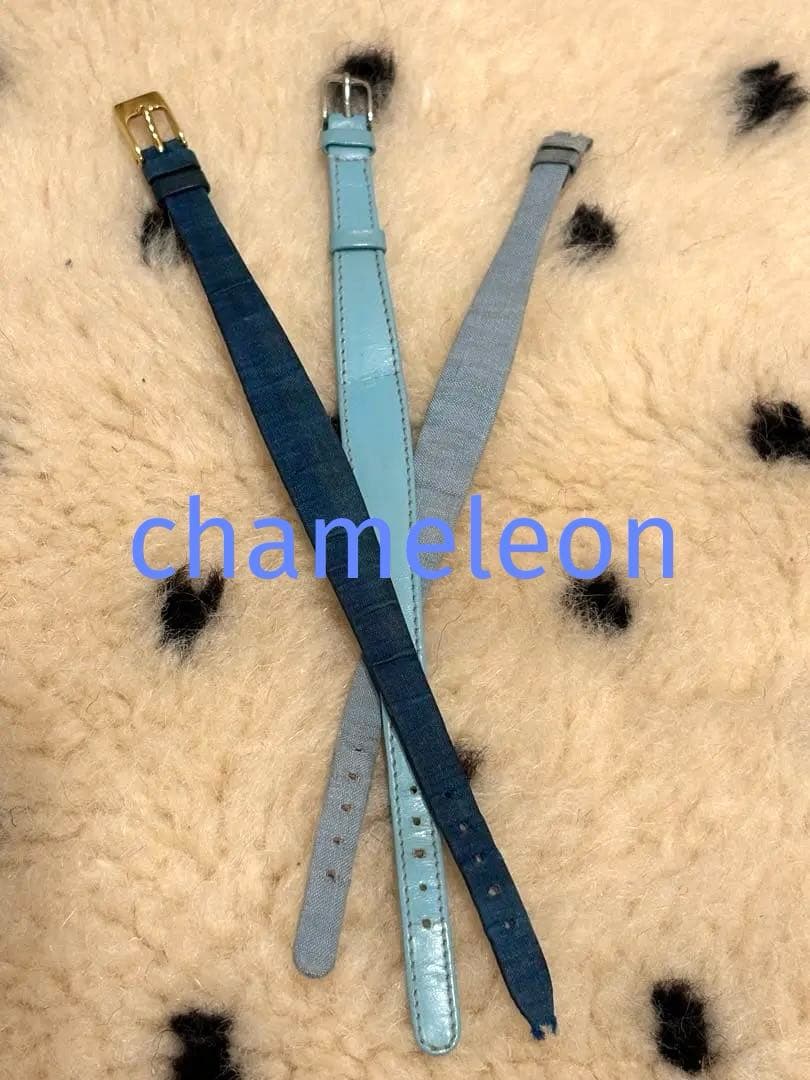 ロレックス　カメレオン　純正ベルト3本セット　ブルー系（水色革&サテン紺サテン）