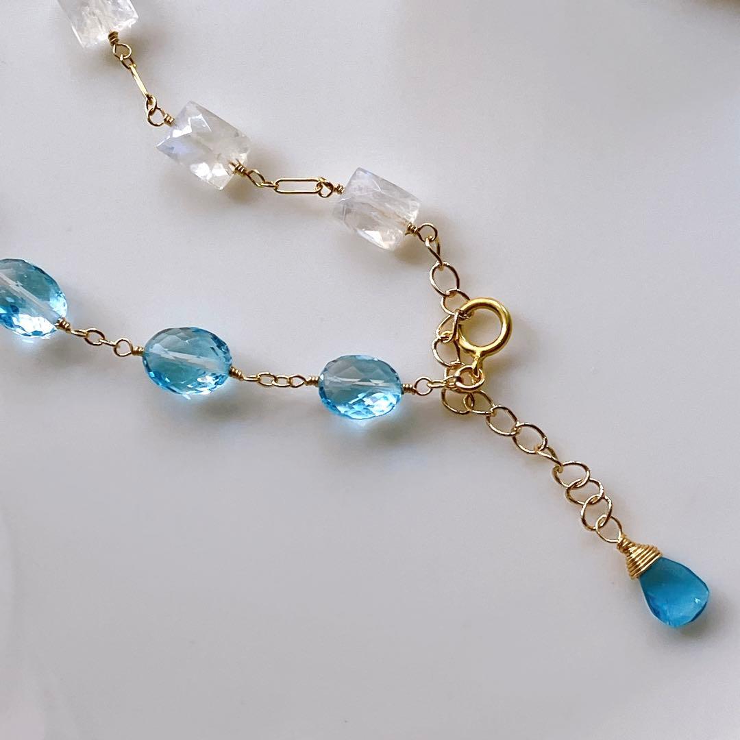 Kaya◆高品質✧スイスブルートパーズ×ブルームーンストーンブレスレット