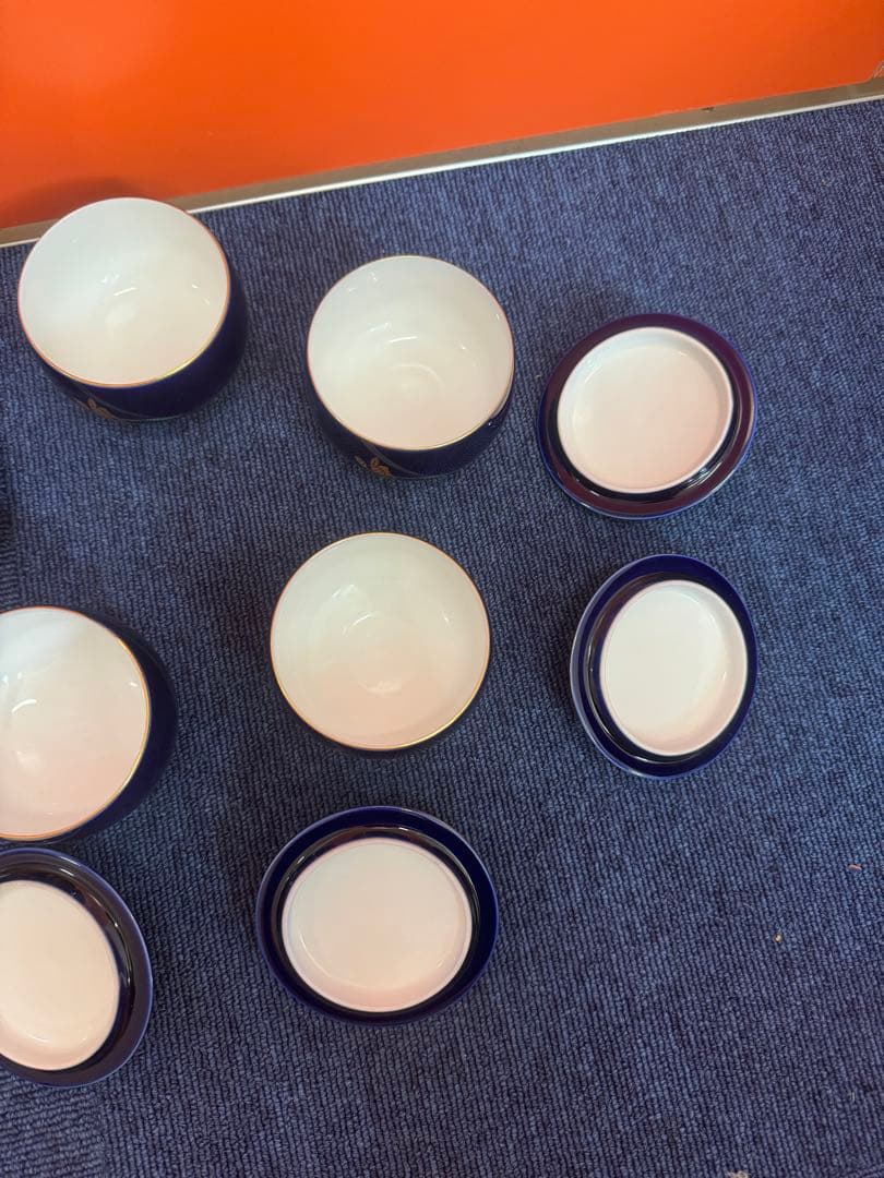 1958 香蘭社　金彩　湯呑蓋付　5客