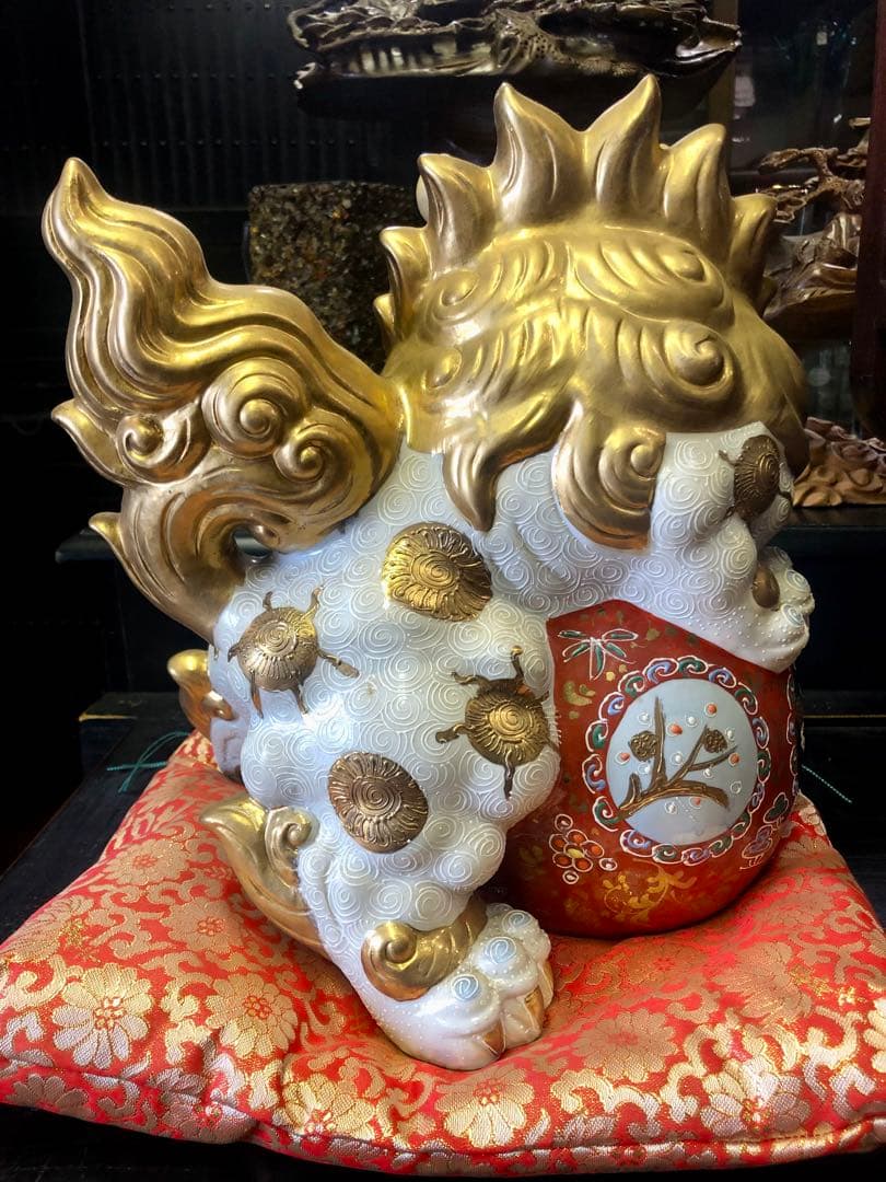 【縁起物】九谷焼 玉乗り獅子