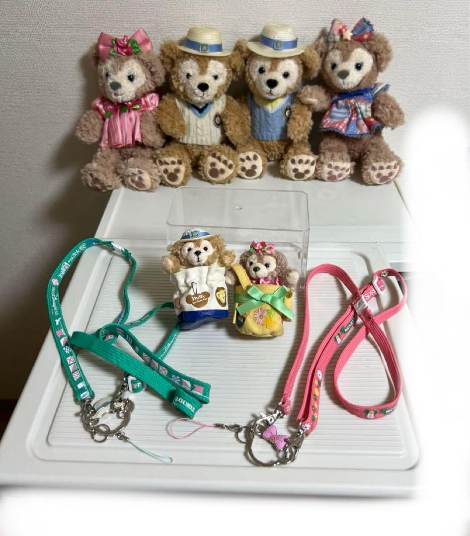 ダッフィー、シェリーメイぬいぐるみ、ぬいぐるみネックストラップセッ（スプリング）