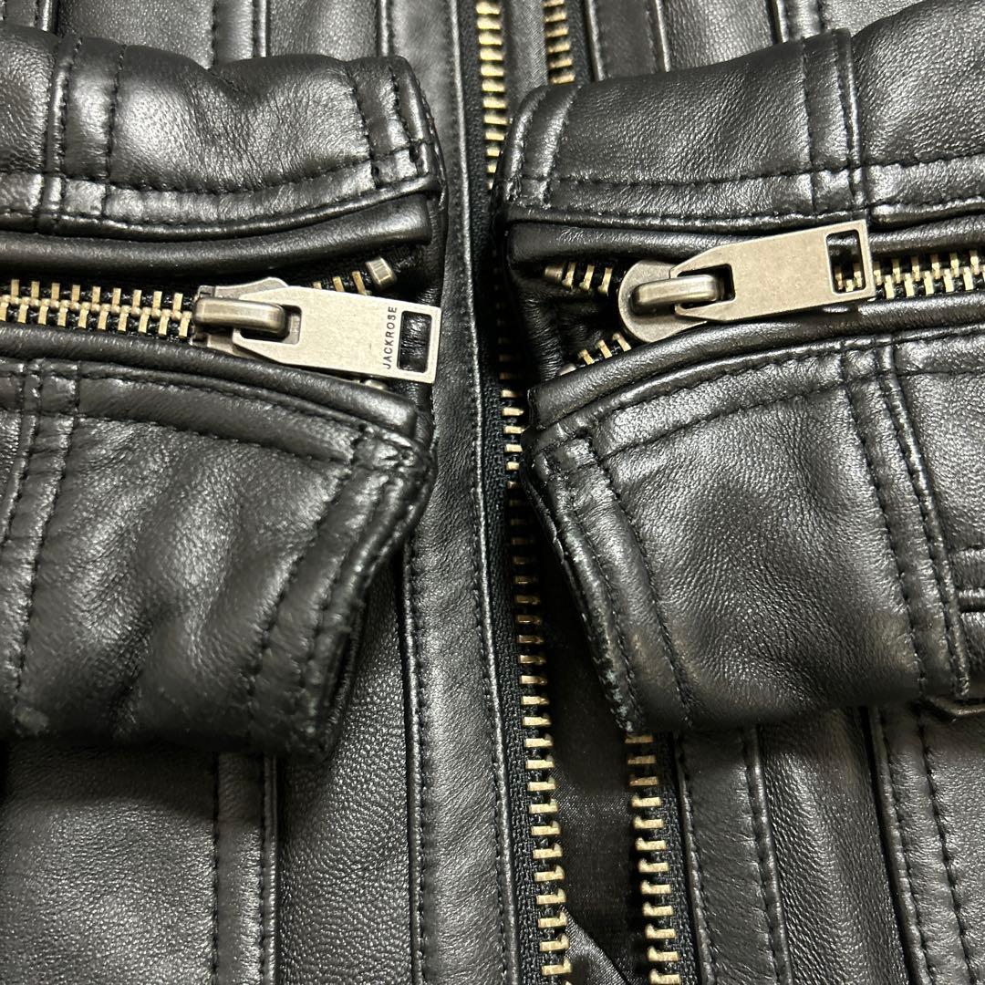 ジャックローズ ブラックレザーシングルライダースジャケット サイズ3 匿名発送