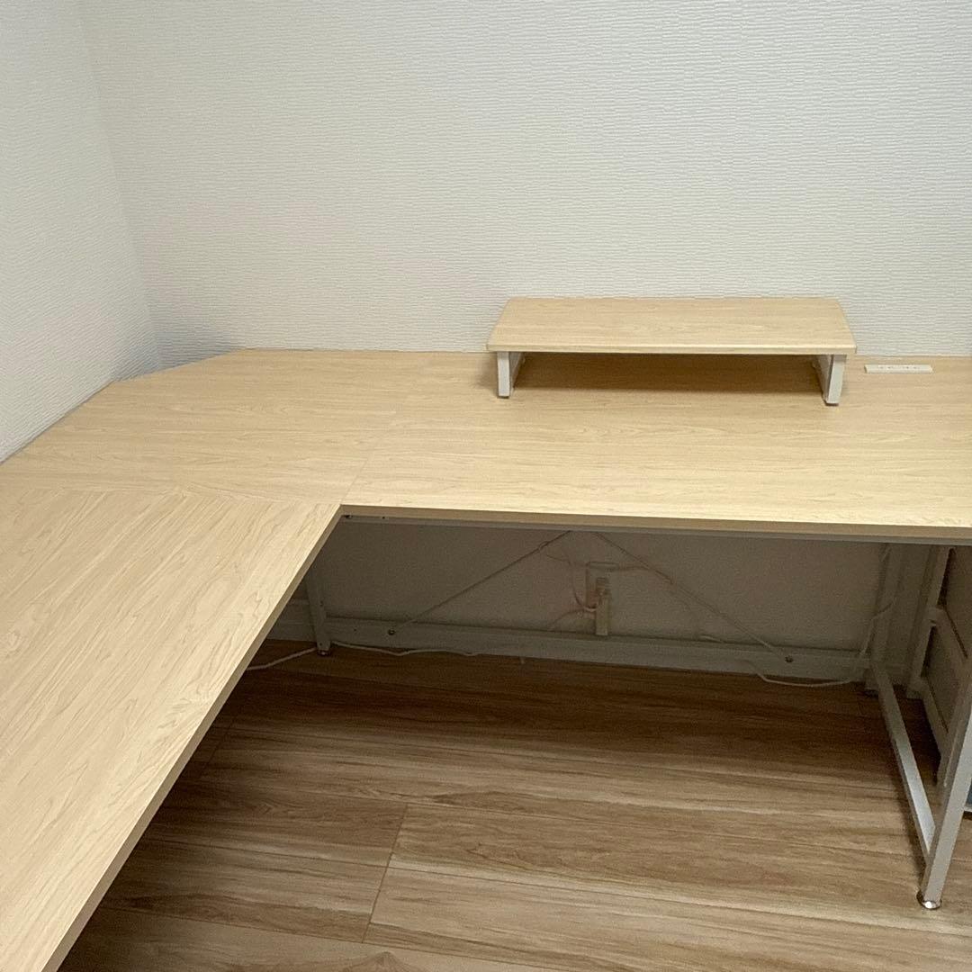 L字型パソコンデスク ナチュラルウッド