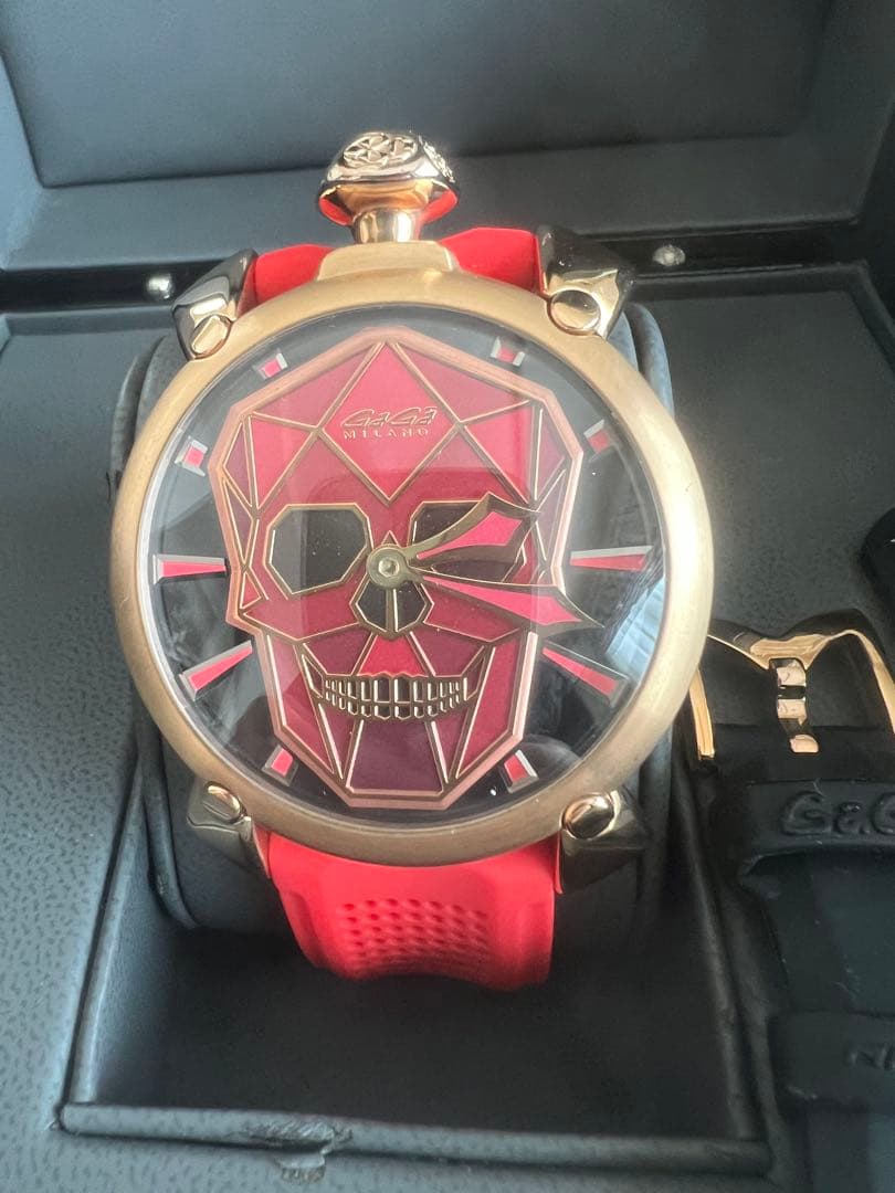 GaGa Milano スカルウォッチ レッド/ゴールド