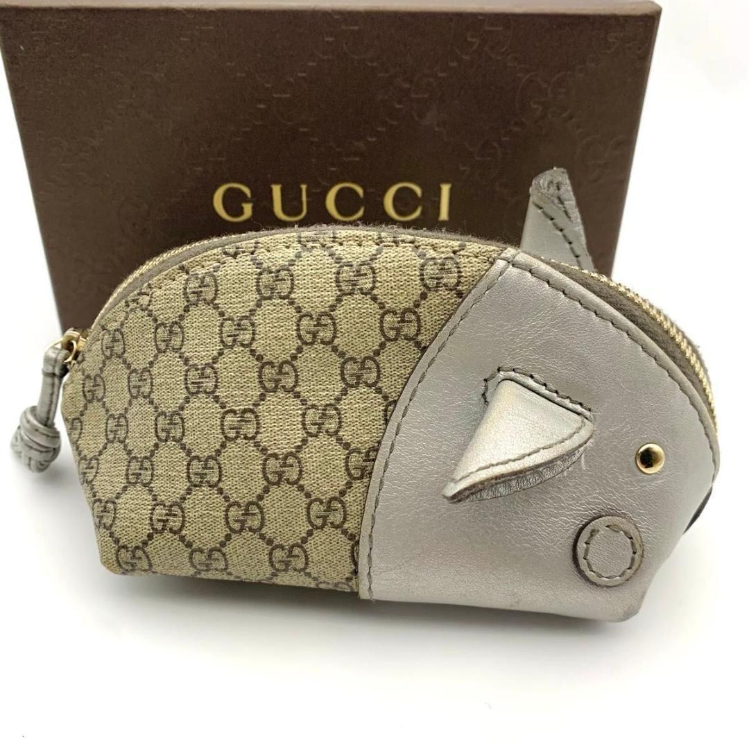 鑑定済み グッチ ケース 財布 GGスプリーム 豚 ブタ レザー アニマル