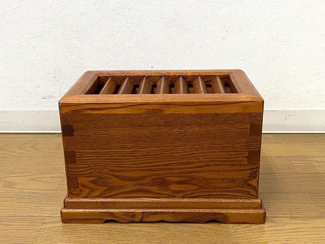 美品 アンティーク レトロ 小ぶり 賽銭箱 貯金箱 木製 けやき 無垢