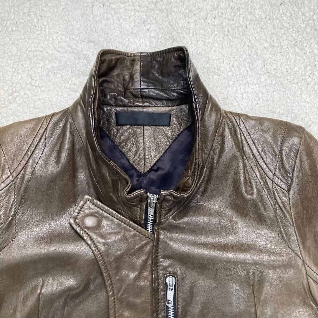 【レアカラー】EKAM ラムレザー シングルライダース 短丈 羊皮 軽量 Ｍ