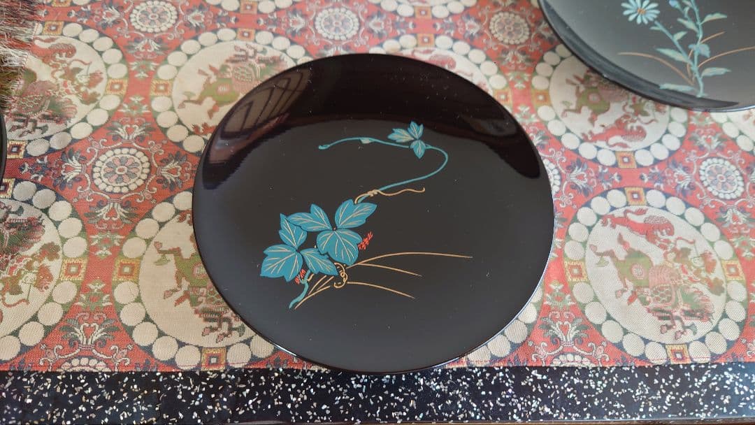 輪島塗り秋草名々菓子皿５客