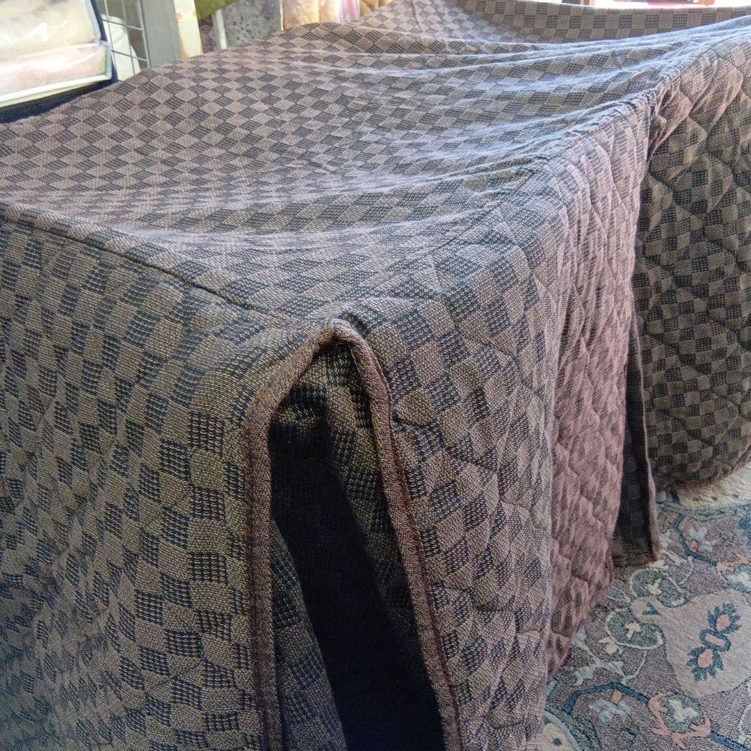 茶色チェック柄 テーブル用　こたつ布団