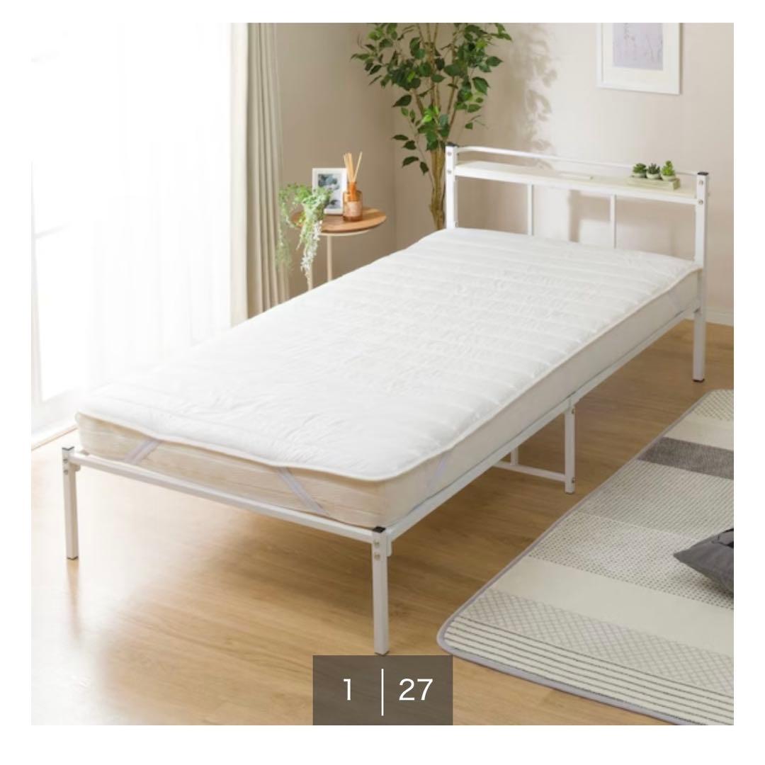 ニトリ パイプベッドフレーム ホワイトシングル バジーナC 取扱説明書付き