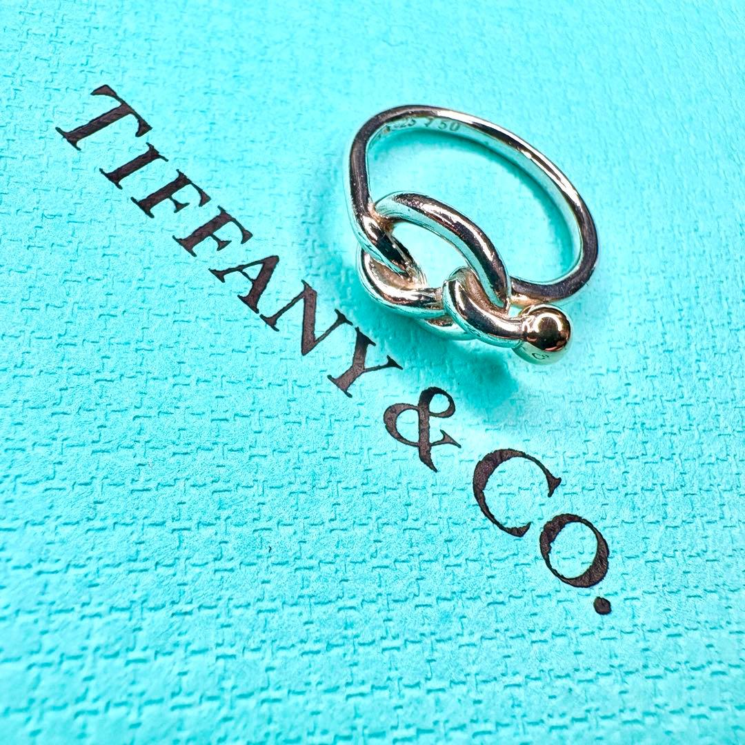 【美品】約12号 ティファニーラブノットリングSV925金750