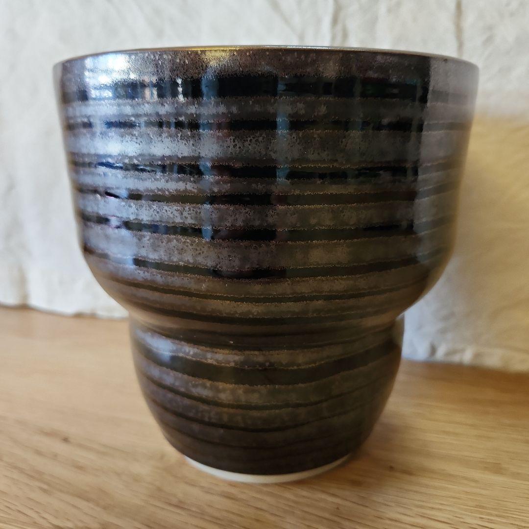 青木龍山　天目　花器　花瓶　17.5cm 真贋不明