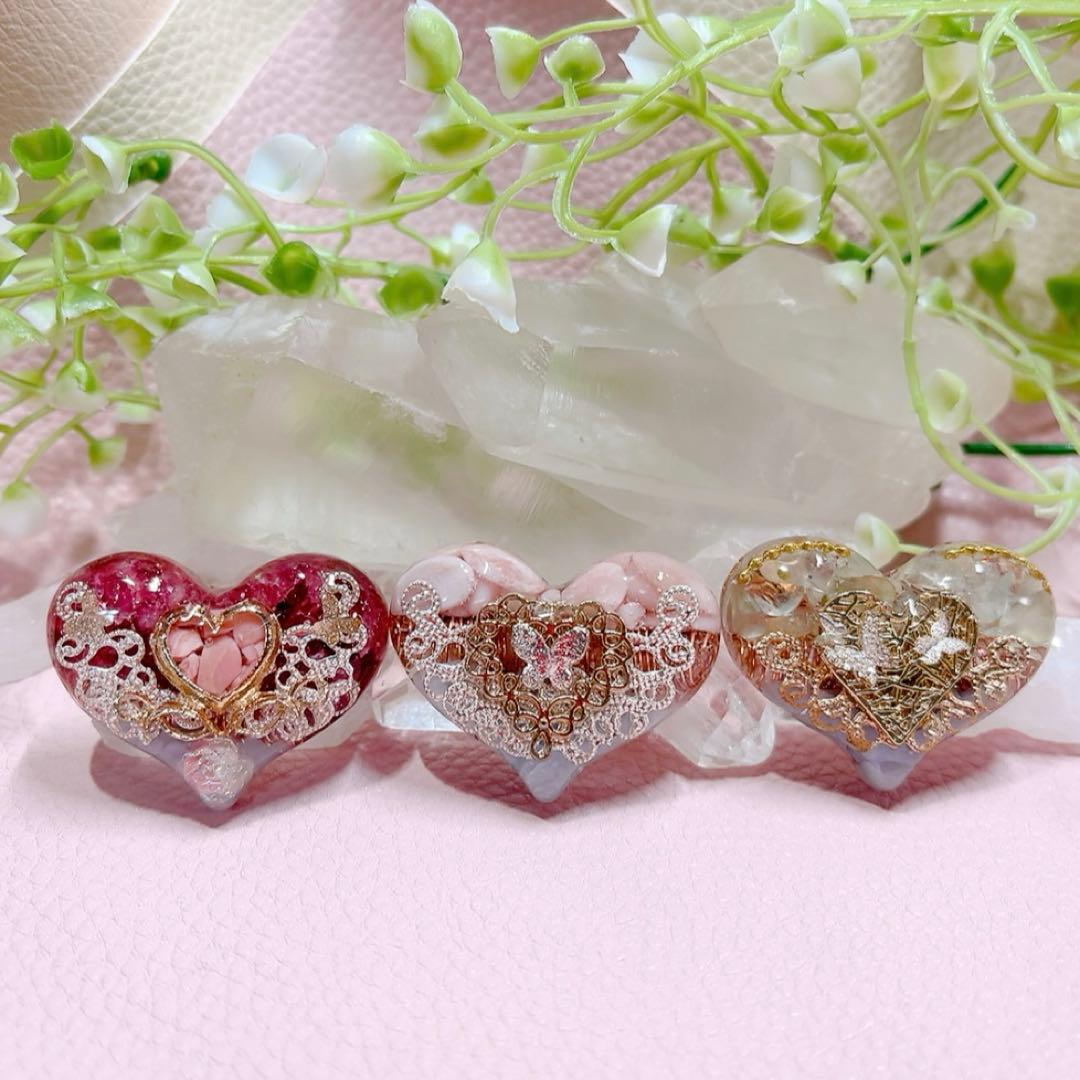 癒しのオルゴナイト❤️ディープローズクォーツ＋ピンクトルマリンのハート型♡