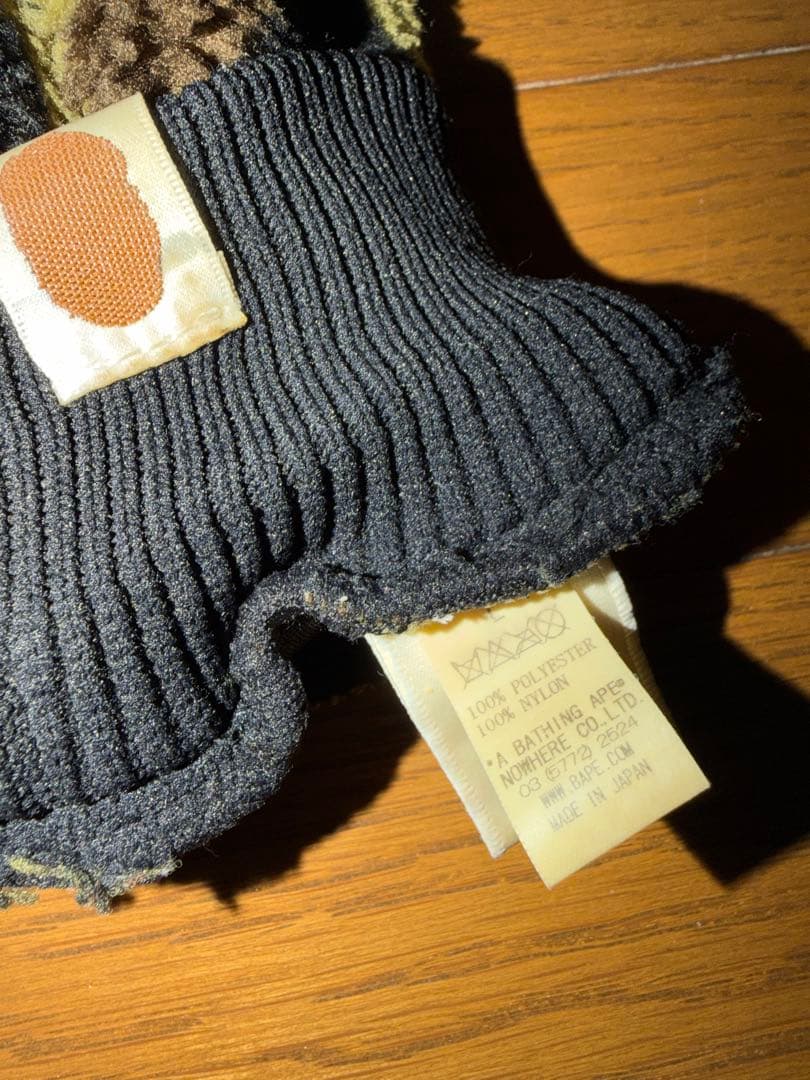美品 アベイシングエイプ ミトン 手袋 Lサイズ APE 90s 金糸 初期