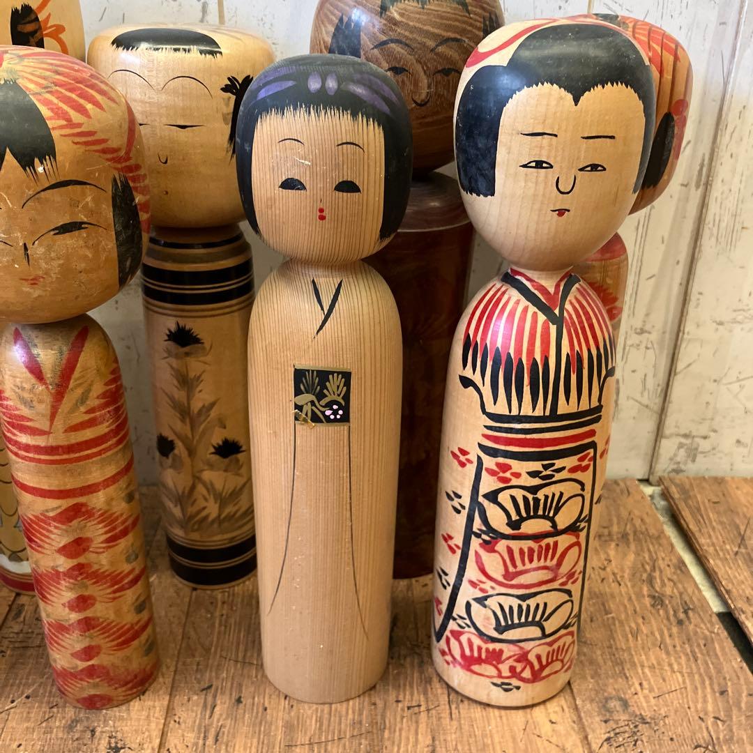 昭和レトロ 木製 こけし 小芥子 14体セット まとめ売り 日本人形 伝統工芸