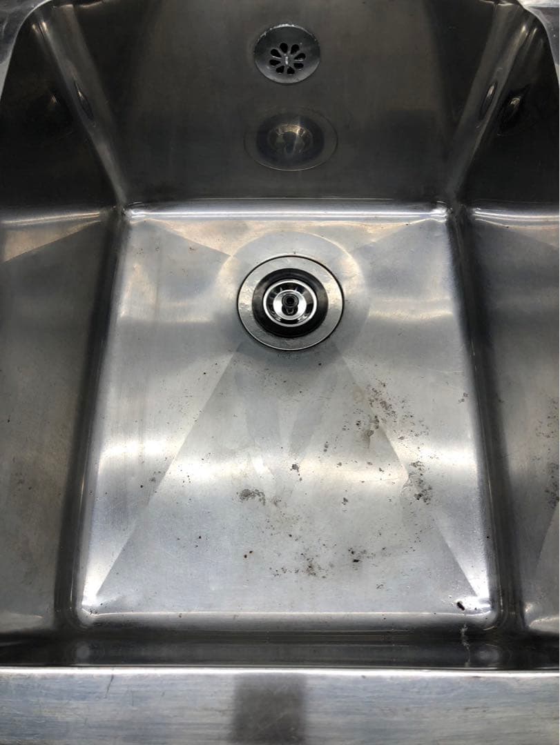 ☆地域限定送料無料☆工場整備品☆ニ槽シンク　水切付　幅1200 ステンレス