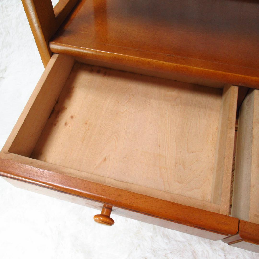 カリモク家具 ラタン キャビネット 電話代 棚 昭和レトロ オールドカリモク