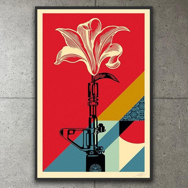 額装済/AR-15 Lily 手書きサイン入り（オベイ）/アートポスター