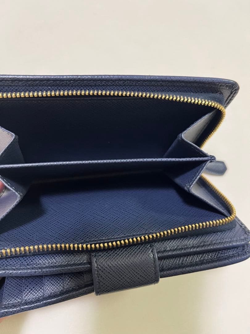 プラダ PRADA サフィアーノ メタル 二つ折り財布 1ML225 ネイビー