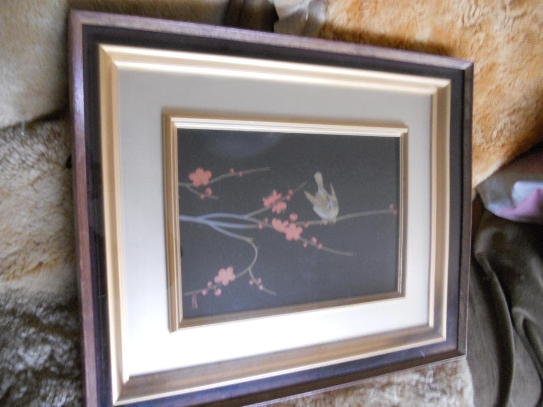 西塚朝光 蒔絵 「 紅梅 」 昭和 モダニズム 絵画 日本画 漆芸 漆画 です。