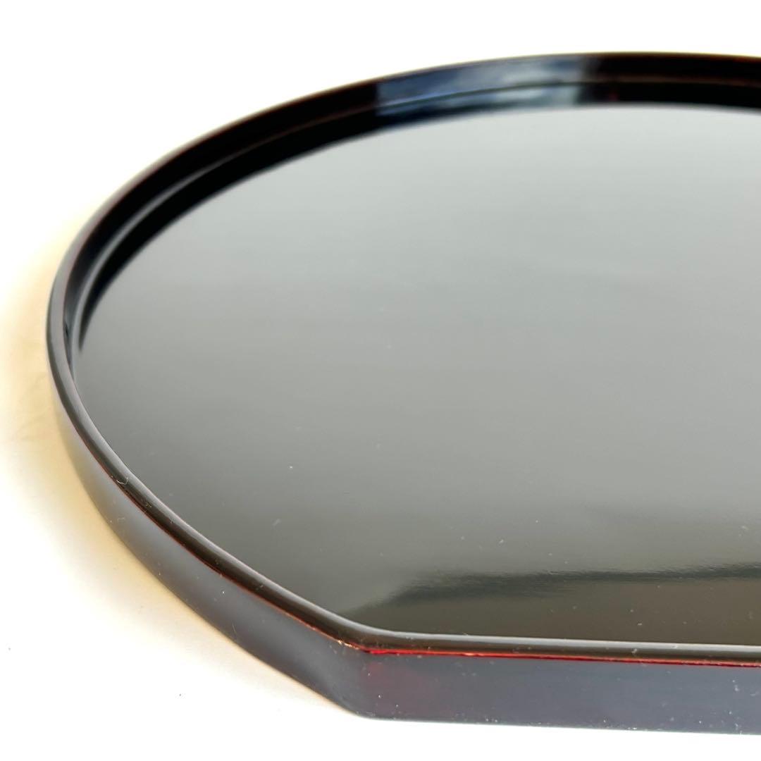 【未使用】天然木 木製 漆塗り 溜め ランチョンマット お膳 膳 お盆 半月盆①