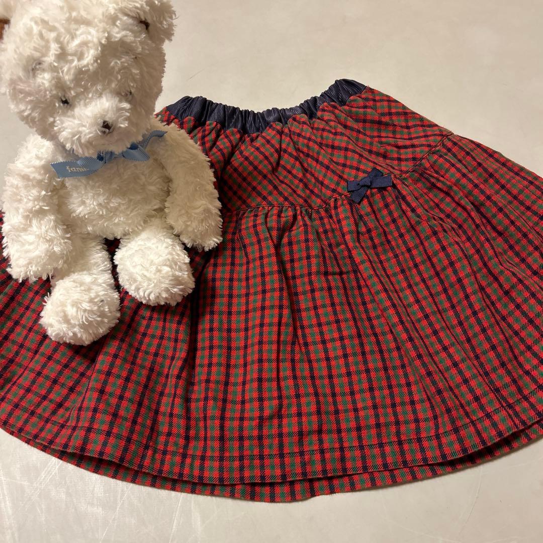 値下げ‼️familiar ファミリア　チェック柄リバーシブルスカート130