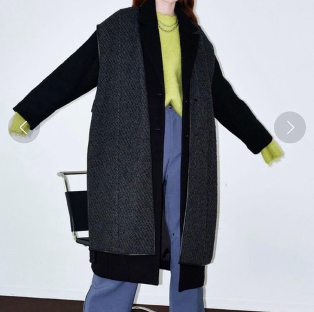 【美品】MAISON SPECIAL レイヤードジレコート　黒