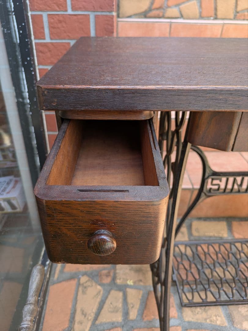 【送料込】シンガー ミシン台 アンティーク アイアン 古材PCデスクカスタム