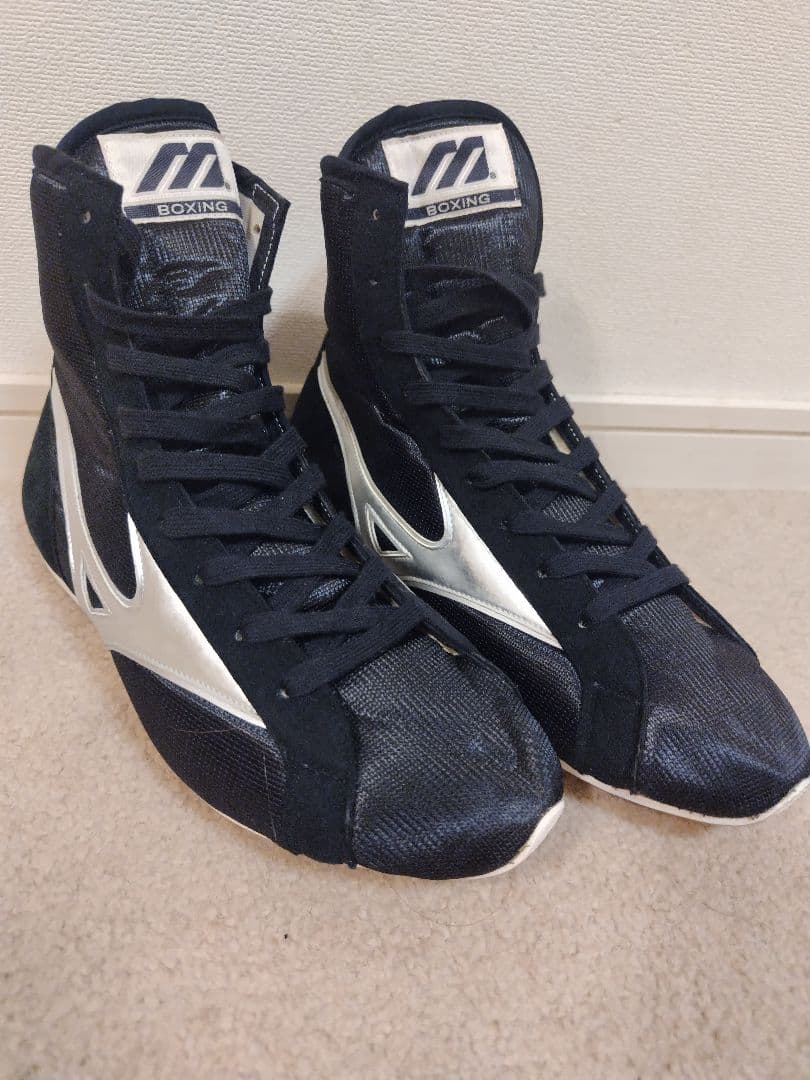 【極美品】ミズノ ボクシングシューズ　ブラック/シルバー　25.5cm