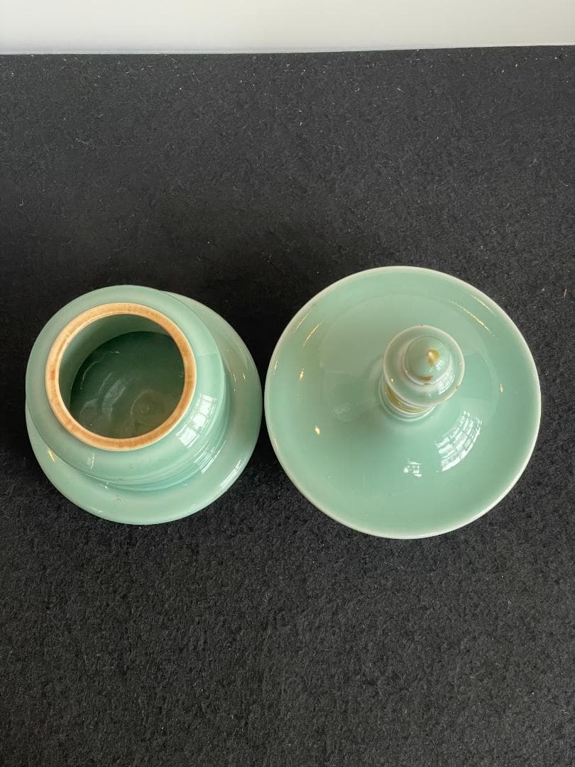 骨董 三代 真葛香山 青磁 香炉 多賓塔 茶道具 香道具 桐箱付 横浜 真葛窯