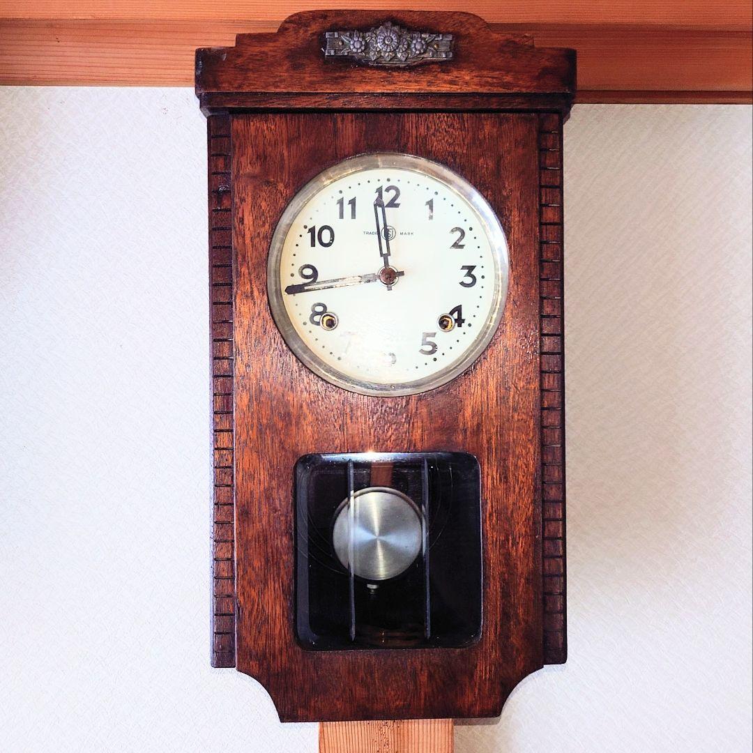 専用〈完動・美品〉鶴巻時計店英工舎　大正浪漫セル文字盤宮型ゼンマイ振り子時計