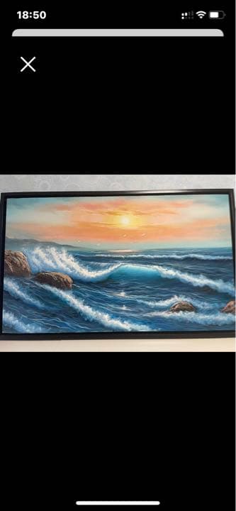 油彩【夕日] 幅:108cm、高:66cm