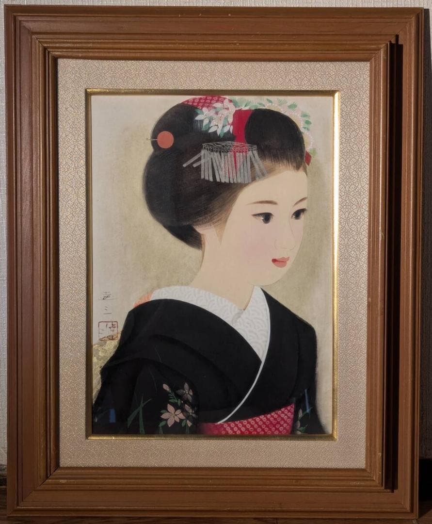【真作】絵画　清水達三　日本画4号　舞妓　格式高い美人画　代表作　W30