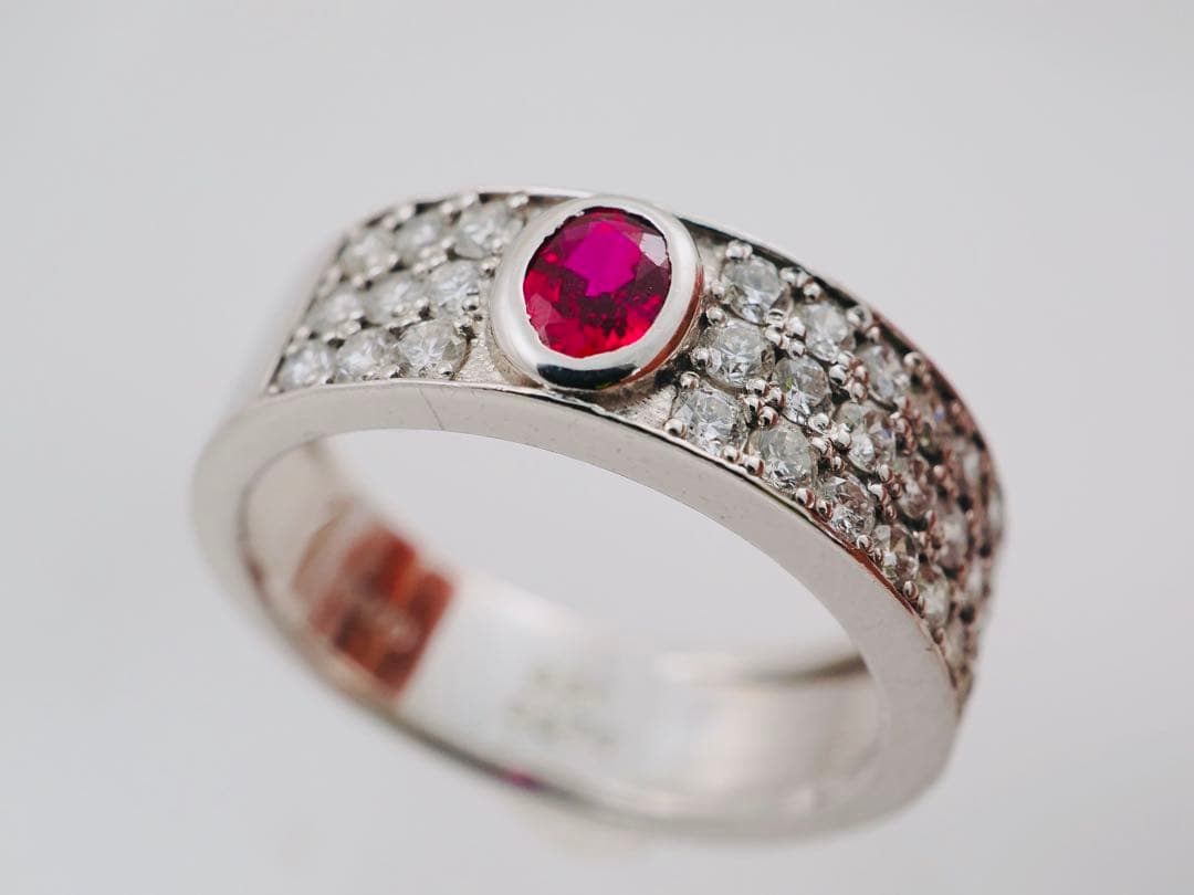 非加熱　ピジョンブラッド ミャンマー ビルマ ルビー ダイヤモンド リング