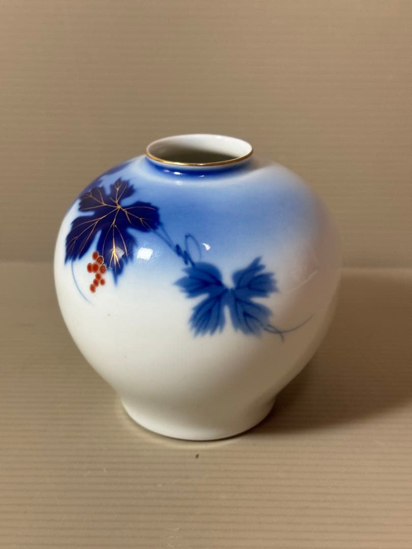 2899 深川製磁　葡萄瑠璃　小花瓶　未使用