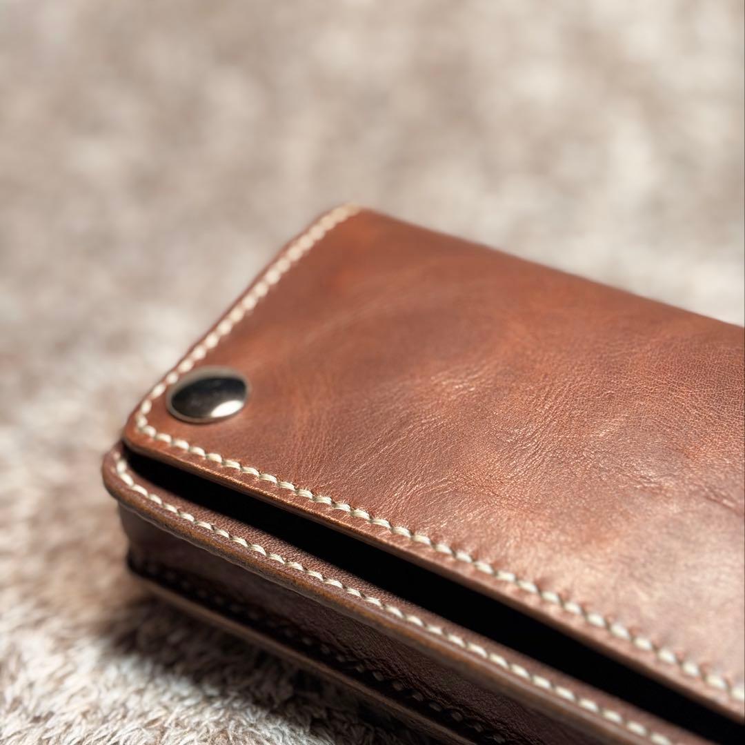 ◎ラスト1点.大人の渋さ漂う.二つ折り.オイルヌメシャグポーチ◎