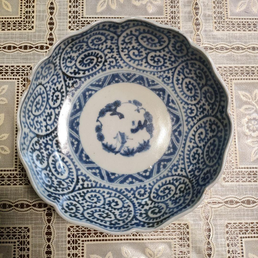 江戸期 古伊万里　成化年製　蛸唐草文様小鉢　直径15cm 高さ4.5cm