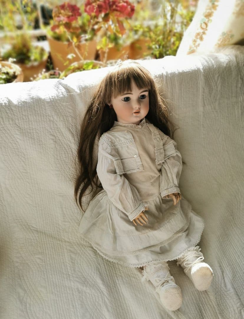 アンティークドイツ シモン＆ハルビックビスクドール 美少女人形コットンドレス靴付