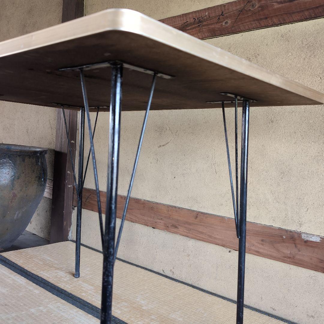 r*0様 昭和レトロ　アイアン脚テーブル　アンティーク 作業台　W1050