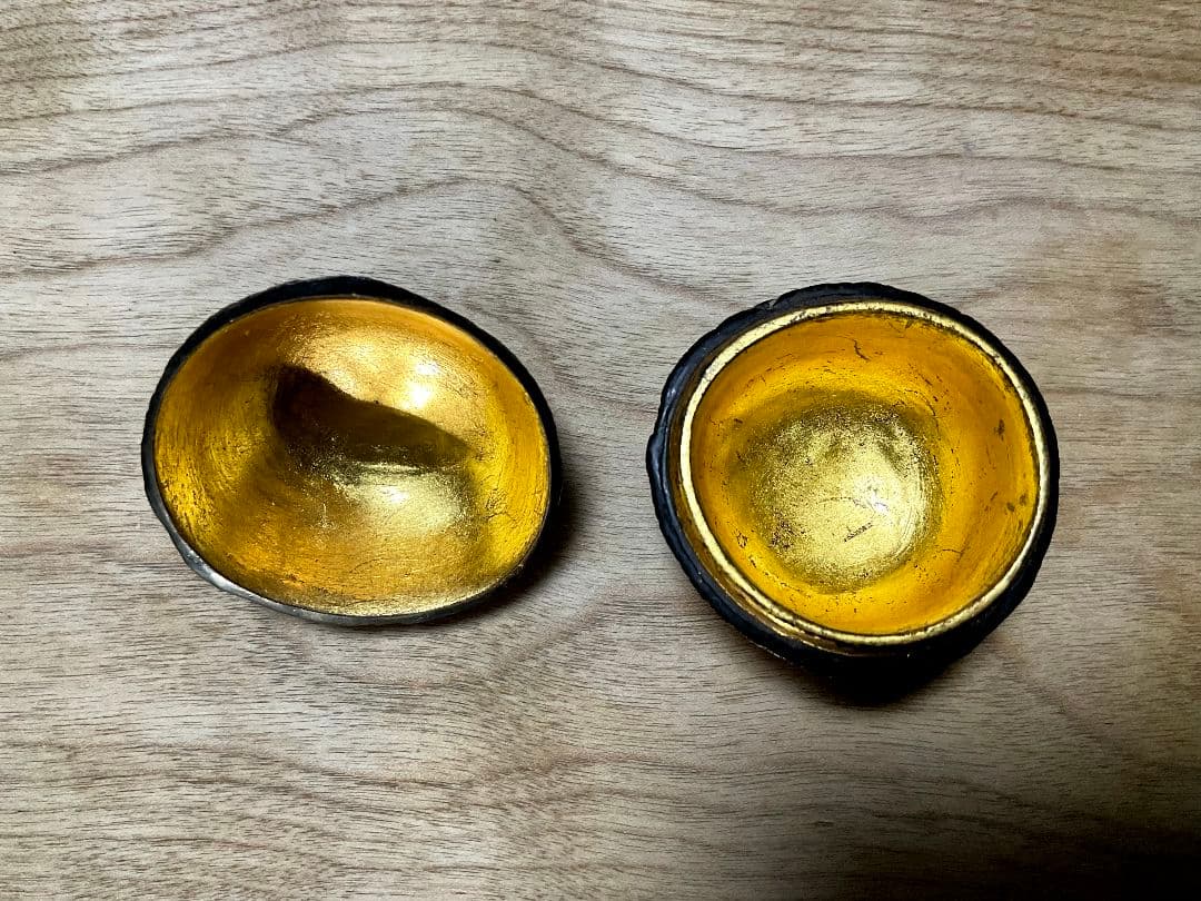 【珍品】市川銕琅　宗旦好 橙香合　金箔塗　茶道具　市川銕琅書箱　花押あり